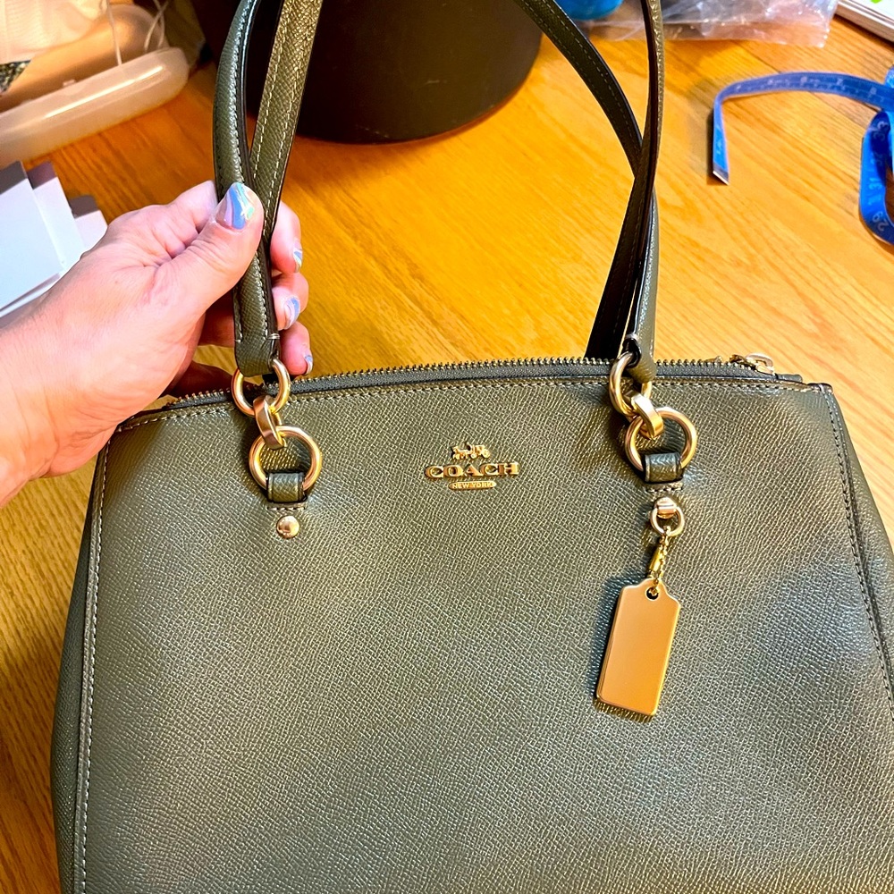 Coach Kitt Carryall Olive colored shoulder bag